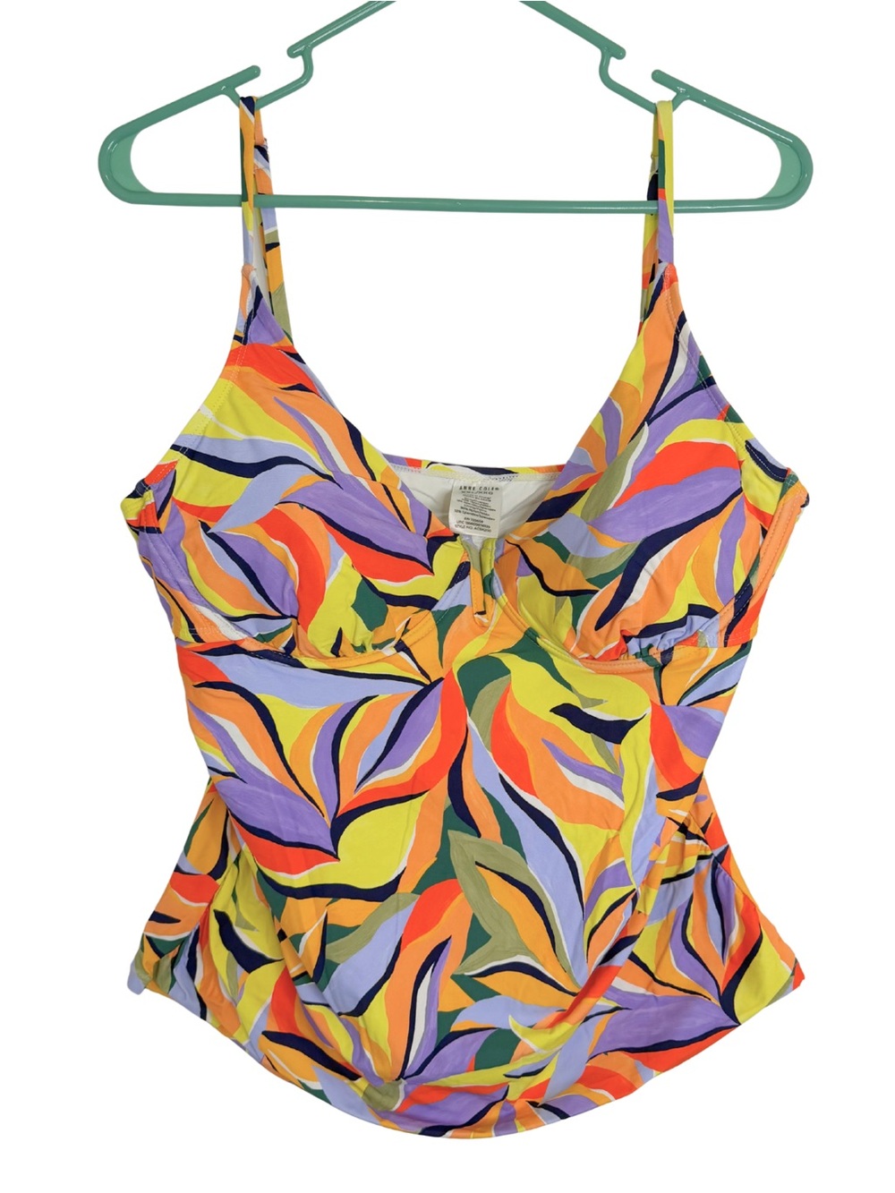 3/$20 Anne Cole Rainbow Leaf Print Tankini Swim Top Size XXL